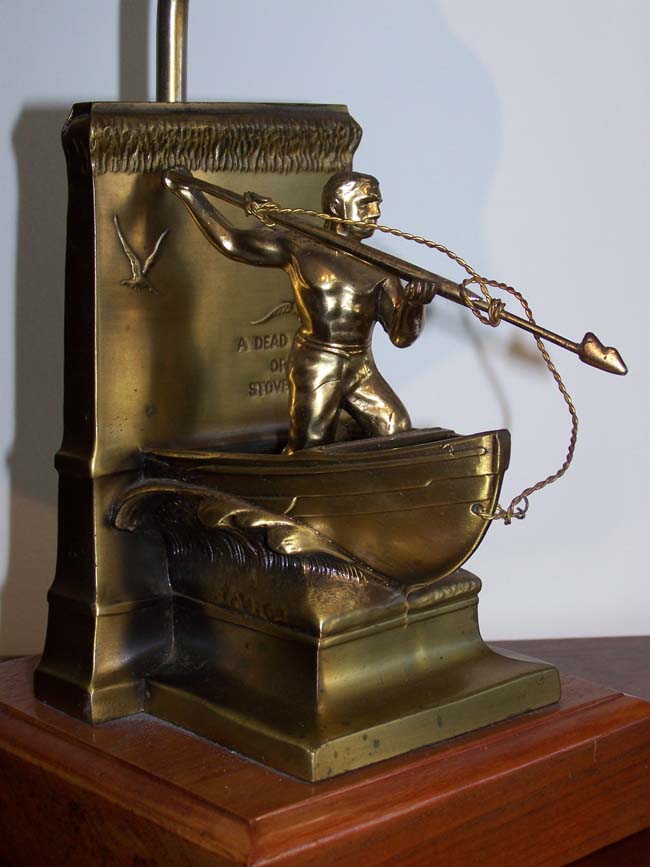 A New Bedford Whaling Monument Bookend circa 1950 now forming the base of a lamp